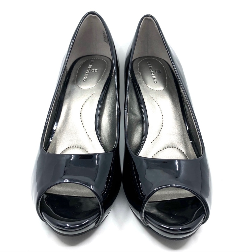 Bandolino Blk Patent Leather Peep Toe Heels